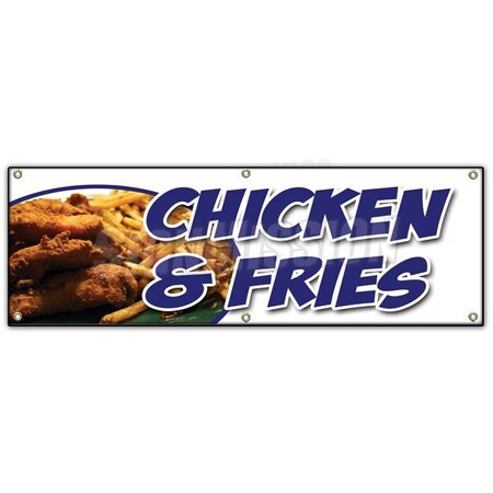 Signmission CHICKEN & FRENCH FRIES BANNER SIGN fried nuggets fingers tenders food B-72 Chicken & French Fries
